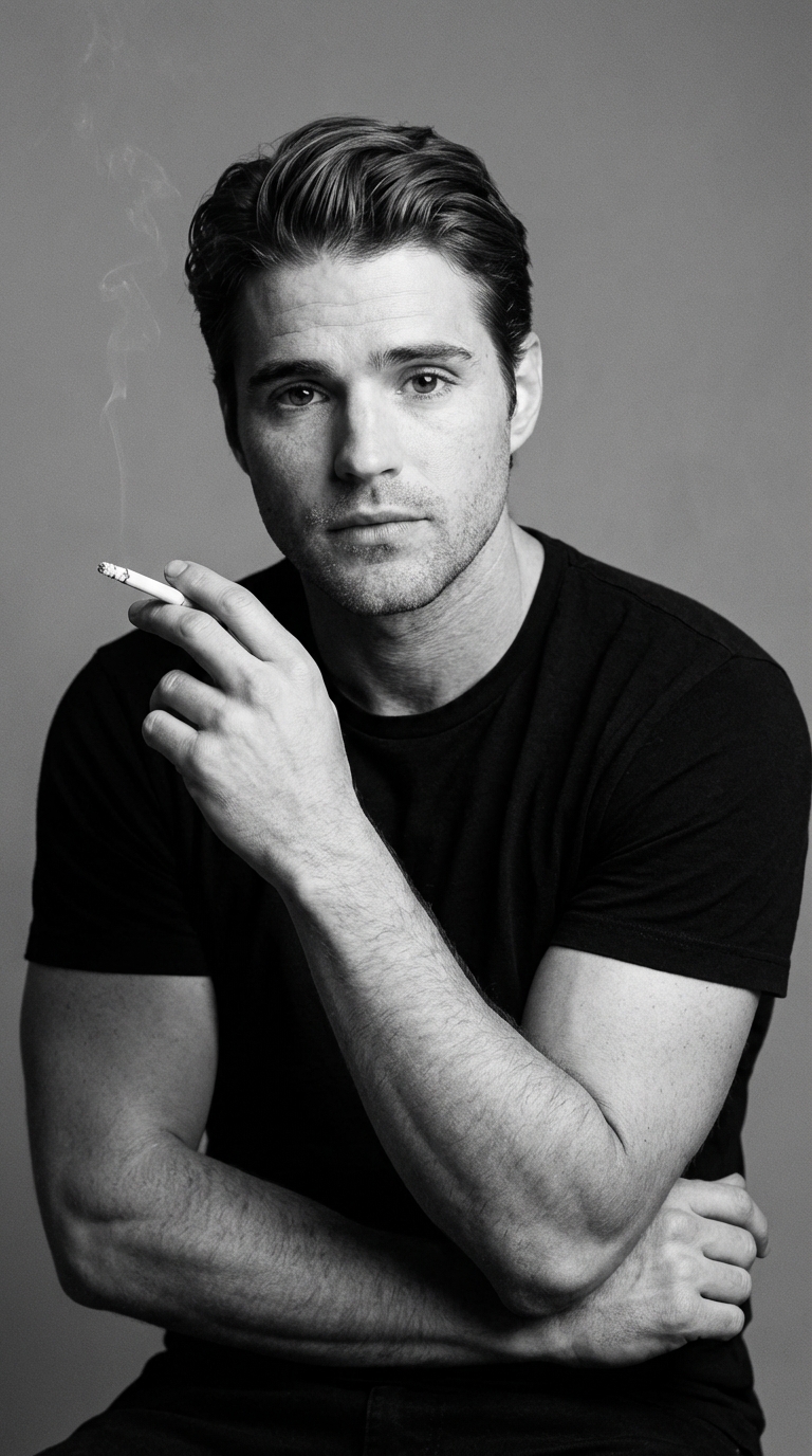Чёрно-белый портрет с сигаретой