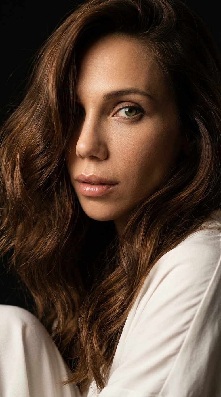 Драматичный портрет с блестящими волосами