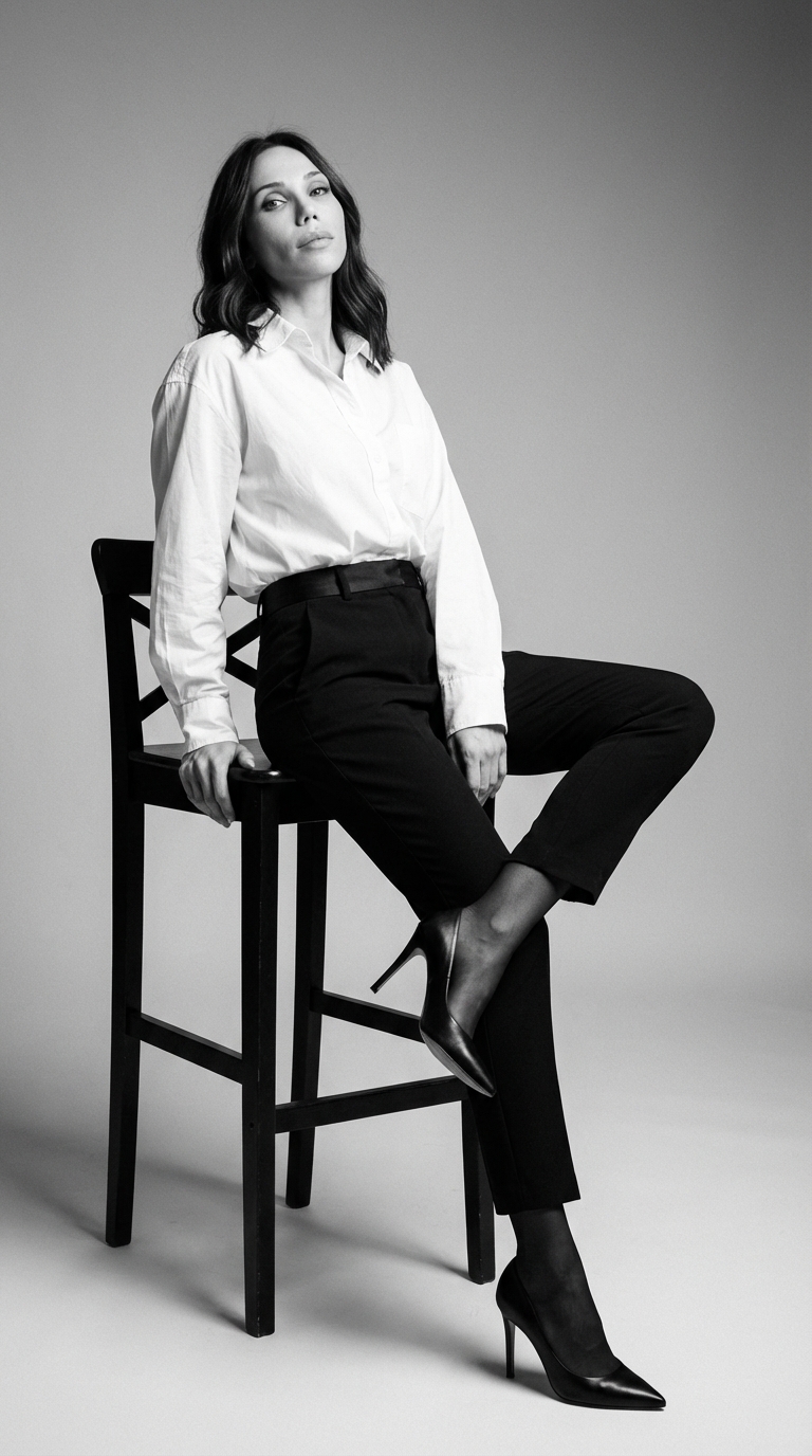 Студийный портрет на стуле