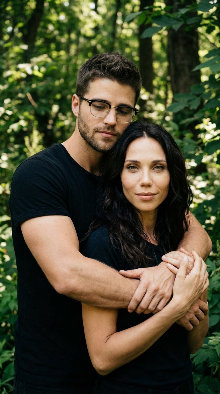 Нежные объятия на природе