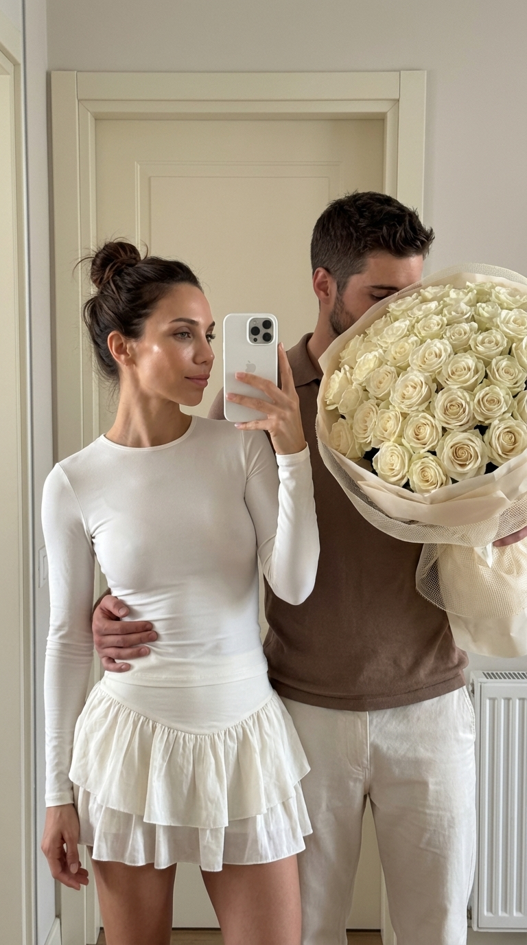 Селфи с букетом роз