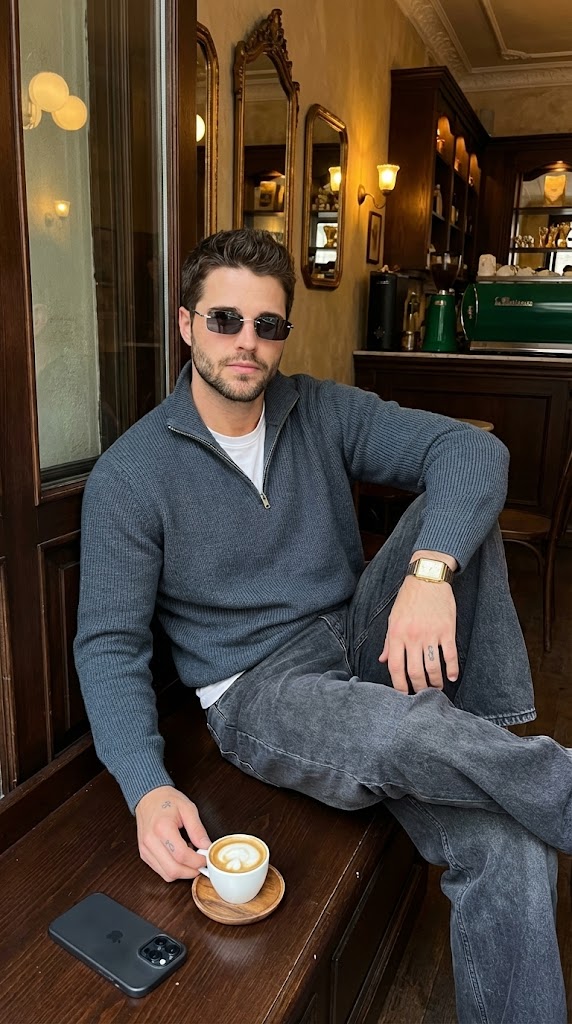 Кафе свитер quarter-zip