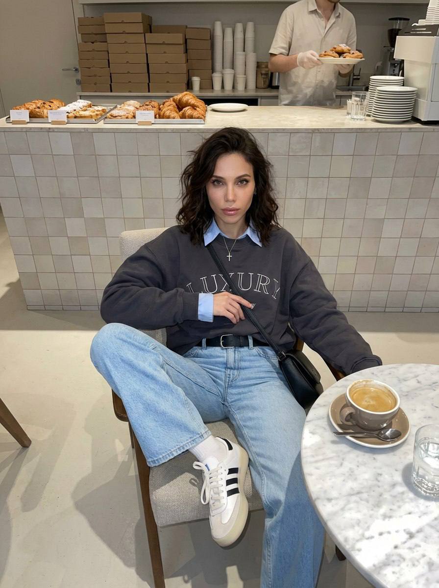 Кэжуал-лук в кафе