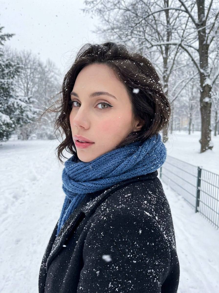 Зимний парк с голубым шарфом