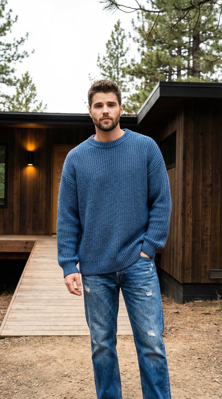 Синий свитер