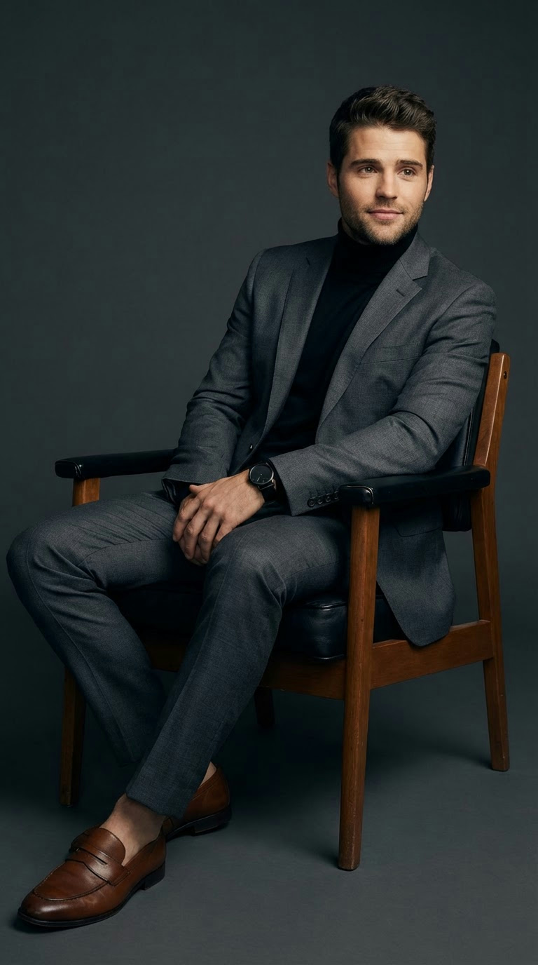 LinkedIn тёмный костюм на стуле