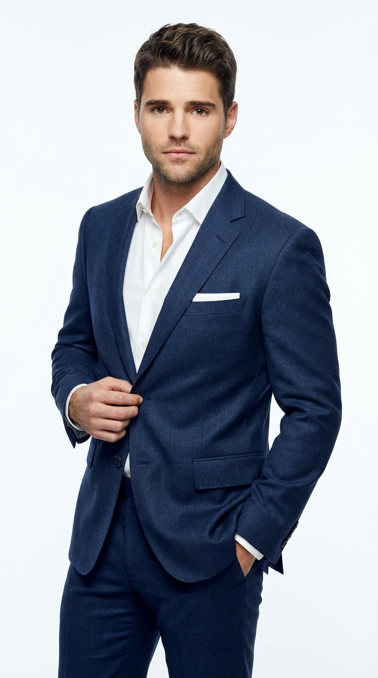 LinkedIn тёмно-синий костюм белый фон