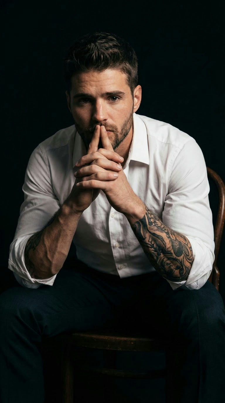 Белая рубашка руки в замок