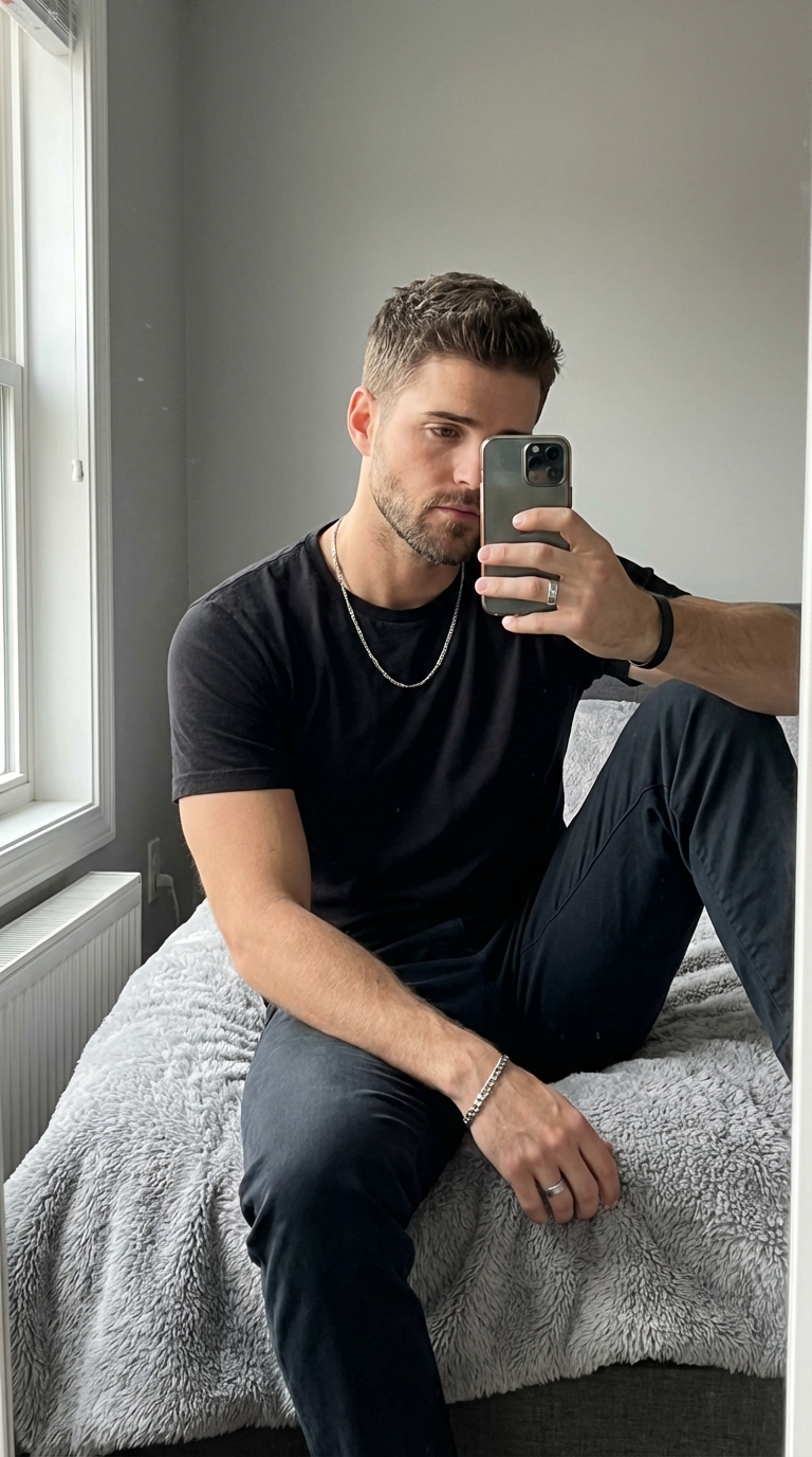 Зеркальное селфи на кровати