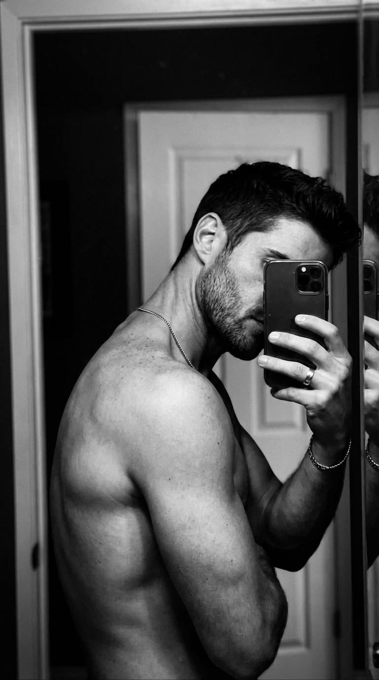 Зеркальное селфи ч/б