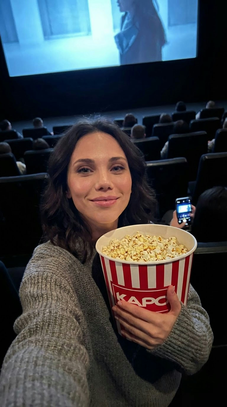 Селфи в кино с попкорном