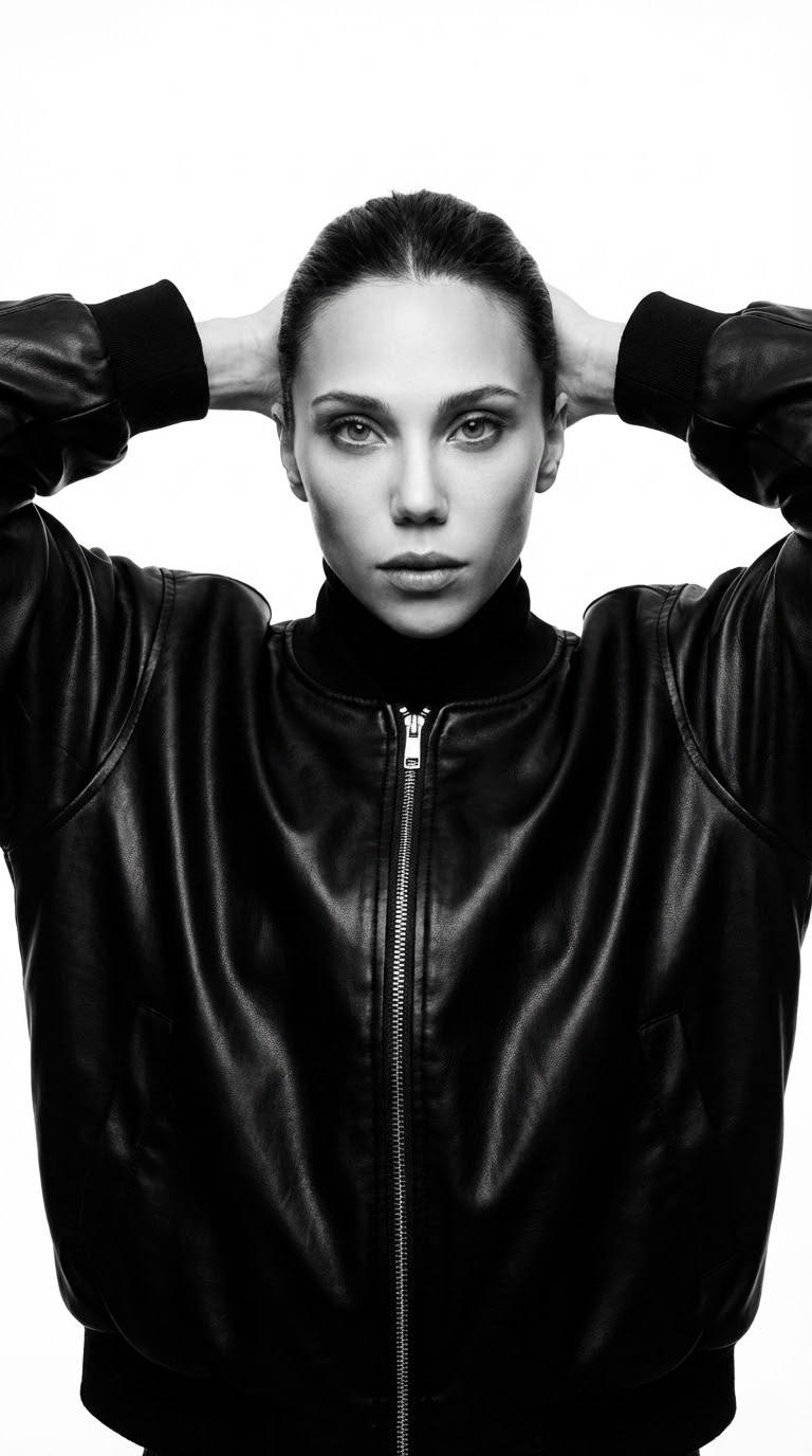 Кожаная куртка, чёрно-белое