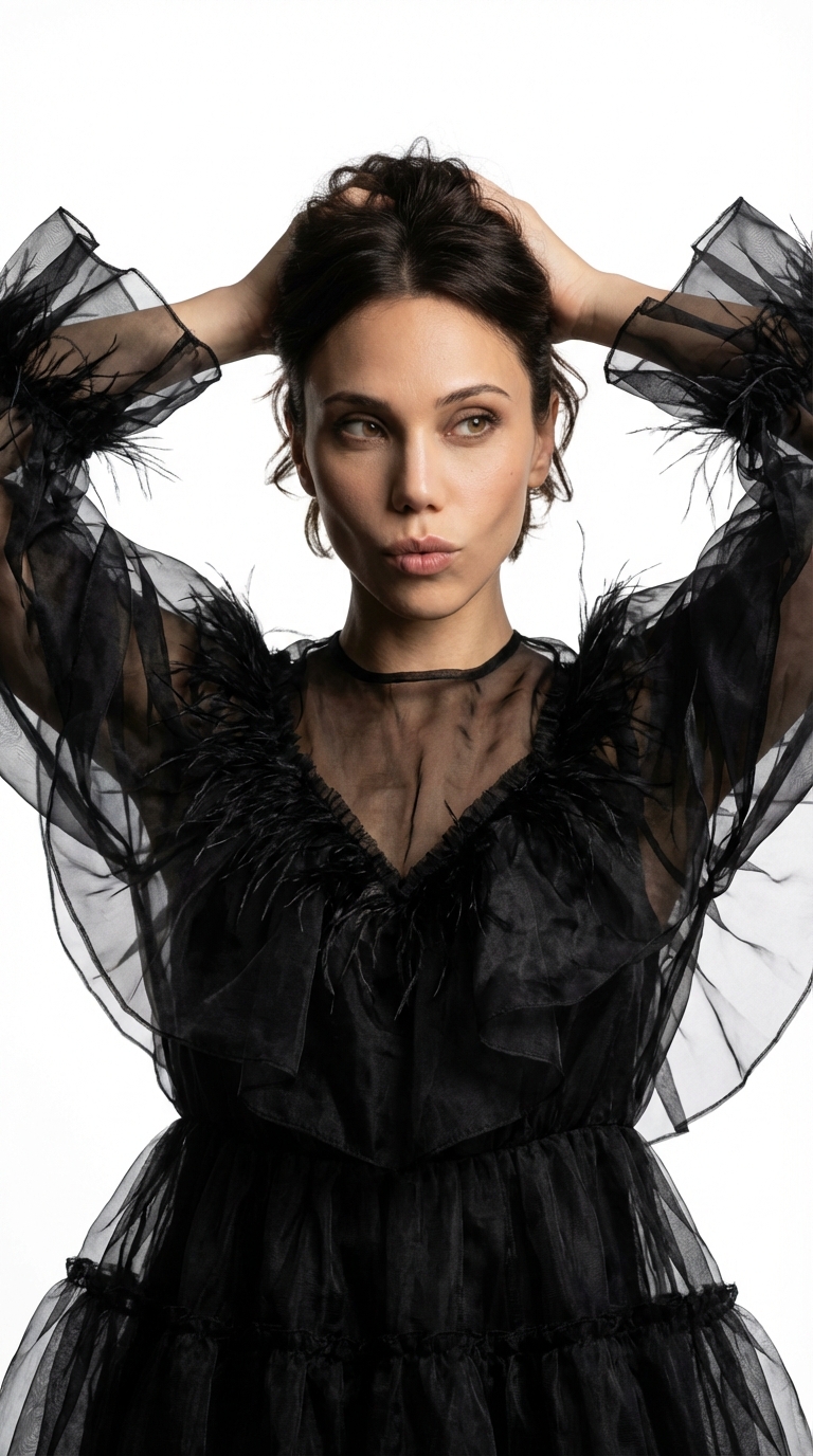 Чёрное тюлевое платье