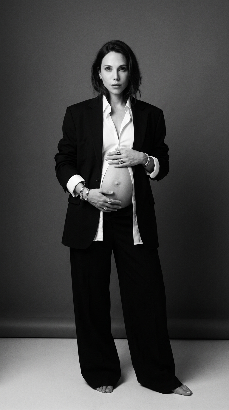 Беременность — чёрный костюм