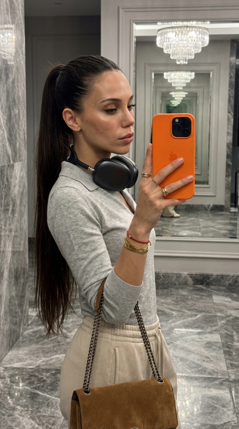 В зеркале с телефоном