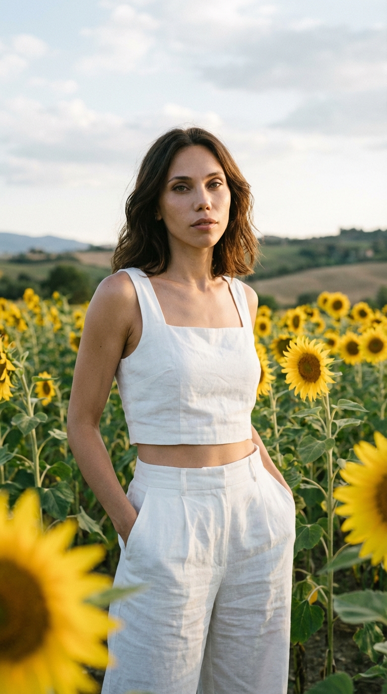 В поле подсолнухов